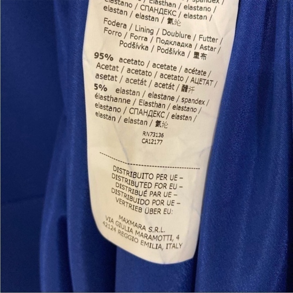 MAX MARA Giara Sleeveless A-Line Stretch-Crepe Dress in Royal Blue Size 14 - Picture 15 of 15